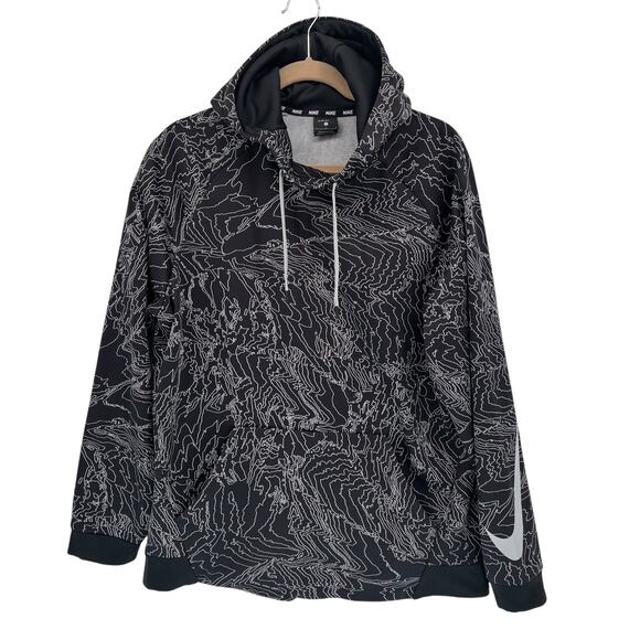 Nike All Over Print Hoodie Mens L Dri-Fit Pullover Hooded Sweatshirt Swoosh - Picture 1 of 6